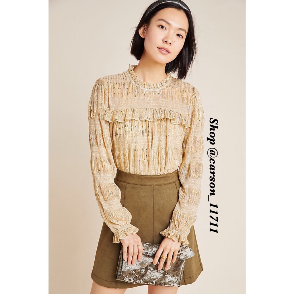 Anthropologie Blaise Ruffled Victorian Blouse Xs